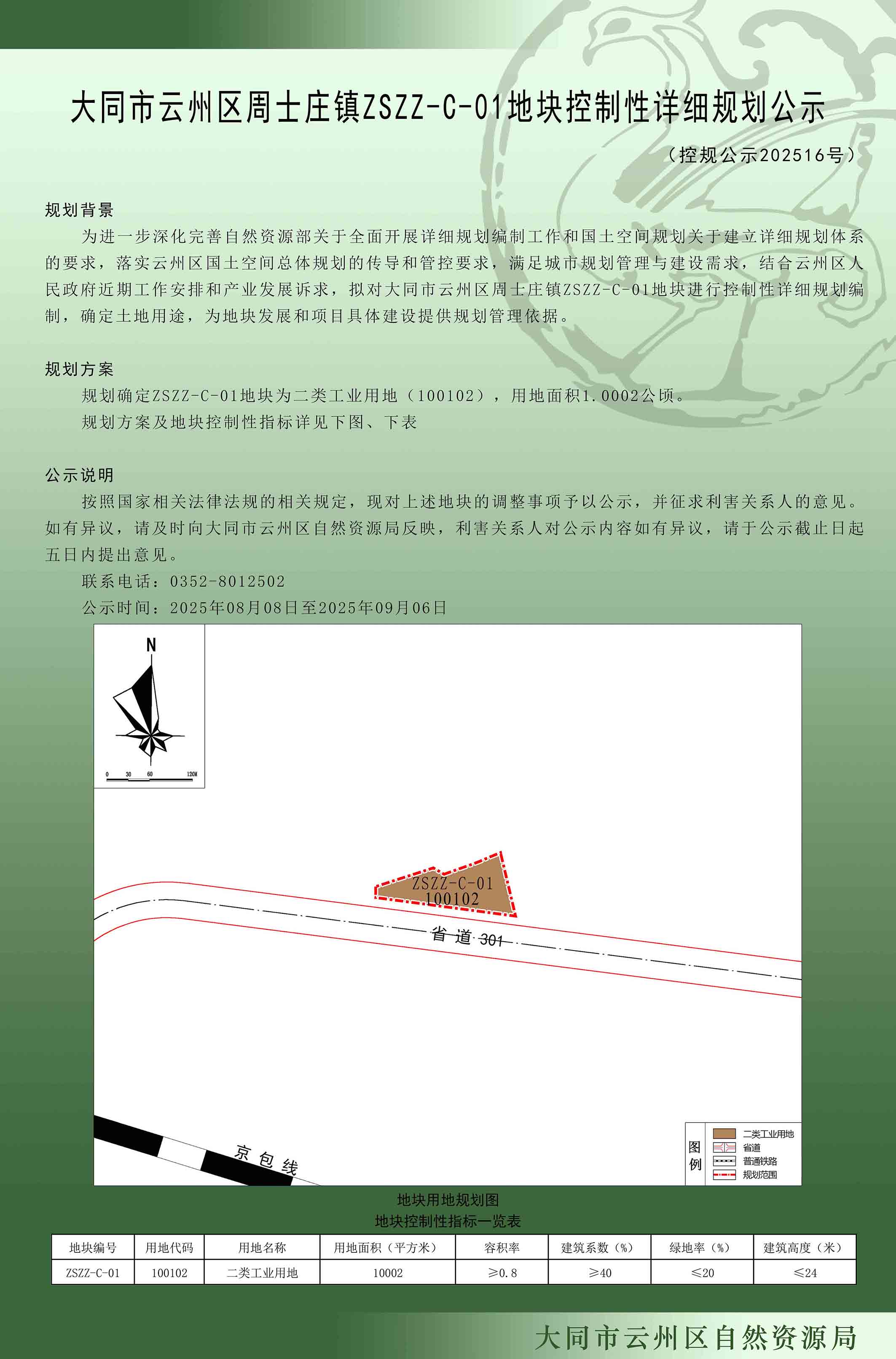 大同市云州区周士庄ZSZZ-C-01地块控制性详细规划公示